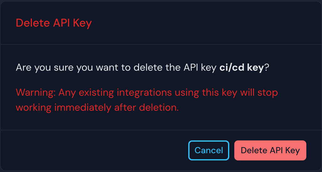 API Key Delete
