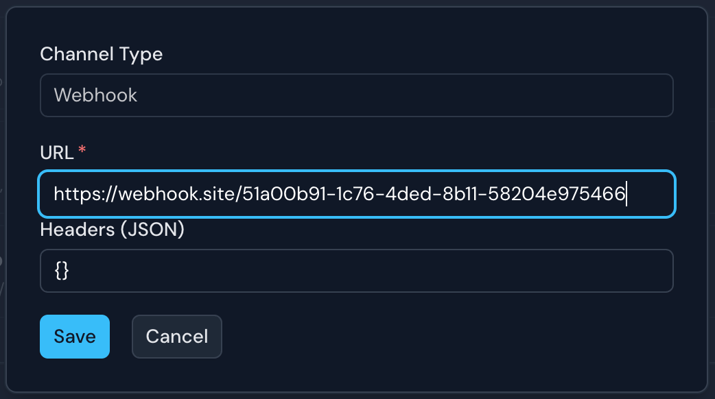 Webhook notification setup